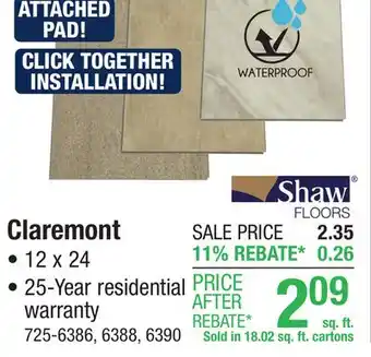Menards Shaw Claremont Tundra 12 x 24.01 Floating Luxury Vinyl Tile Flooring (18.02 sq.ft/ctn) offer