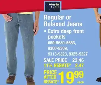 Menards Wrangler Blues 32 x 30 Blue Indigo Men's Regular/Classic Fit Denim Jeans offer