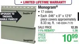 Menards Monogram offer