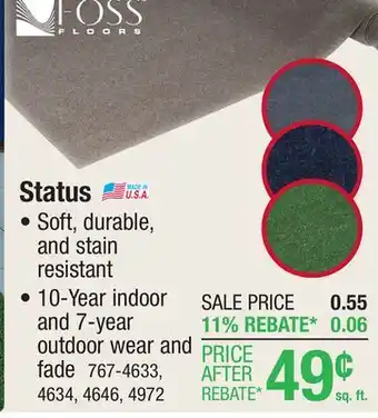 Menards Foss Status Charcoal Gray Indoor/Outdoor Carpet 12ft. Wide offer