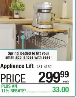 Menards KLËARVŪE Cabinetry Appliance Lift offer