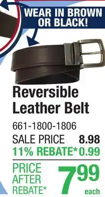 Menards RW Rugged Wear 32 Men's Brown/Black Leather Reversible Stitched Belt offer