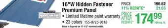 Menards 16 Premium Pro-Snap Brite White Steel Panel offer
