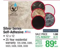 Menards Designer's Image Silver Series Moon White 12 x 12 Self-Adhesive Vinyl Tile offer