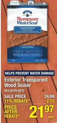 Menards Thompson's WaterSeal Chestnut Brown Transparent Deck & Siding Wood Sealer - 1 gal offer