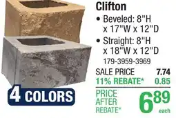 Menards 8 x 17 Quarry Gray Clifton Beveled Retaining Wall Block offer
