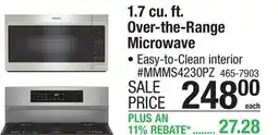 Menards Maytag 1.7 cu. ft. Fingerprint Resistant Stainless Steel Over-The-Range Microwave offer