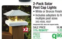 Menards Patriot Lighting Solar Integrated LED Lakota White Post Cap Landscape Light - 2-Pack offer