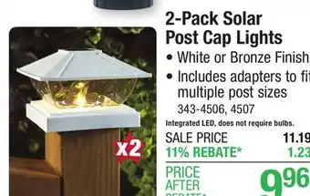 Menards Patriot Lighting Solar Integrated LED Lakota White Post Cap Landscape Light - 2-Pack offer
