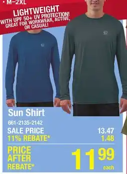 Menards Outdoor Nation Men's Castlerock Gray Long Sleeve Sun Shirt - Medium offer