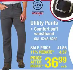 Menards Wrangler ATG 32 x 30 Grey Men's Reinforced Utility Pants offer