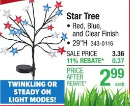 Menards Patriot Lighting Patriotic Star Tree Solar Dusk to Dawn Path Light offer