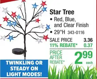 Menards Patriot Lighting Patriotic Star Tree Solar Dusk to Dawn Path Light offer