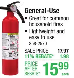 Menards Kidde General-Use 1-A:10-B:C Fire Extinguisher offer