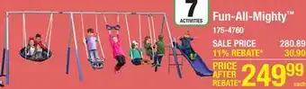 Menards XDP Recreation Fun-All-Mighty 7 Activity Galvanized Metal Swing Set offer