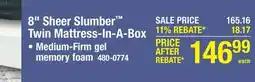 Menards Serta Sheer Slumber 8 Twin Medium Firm Gel Memory Foam Mattress in a Box offer