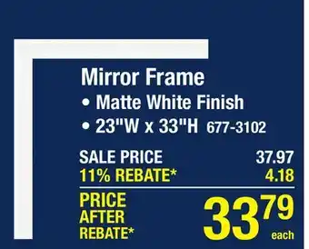 Menards Delta 23W x 33H Matte White Mirror Frame offer