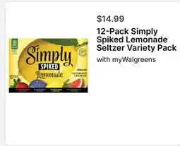 Walgreens 12-Pack Simply Spiked Lemonade Seltzer Variety Pack offer