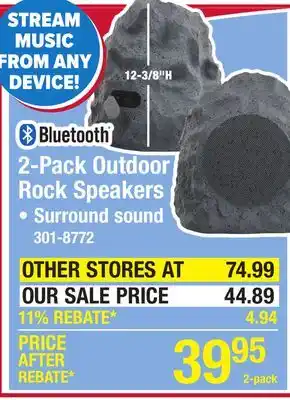 Menards Bluetooth Outdoor Battery Powered Wireless Rock Speakers - 2 Pack offer