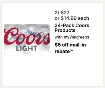 Walgreens 24-Pack Coors Products offer