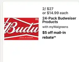 Walgreens 24-Pack Budweiser Products offer