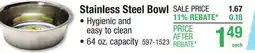 Menards Van Ness Lightweight Stainless Steel Pet Bowl - 64 oz offer