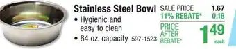 Menards Van Ness Lightweight Stainless Steel Pet Bowl - 64 oz offer