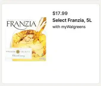 Walgreens Select Franzia offer