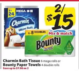 Winn Dixie Charmin Bath Tissue or Bounty Paper Towels offer