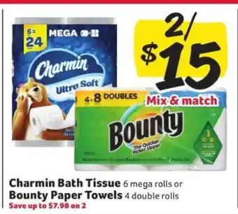 Winn Dixie Charmin Bath Tissue or Bounty Paper Towels offer
