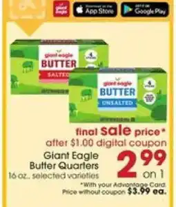 Giant Eagle Giant Eagle Butter Quarters offer