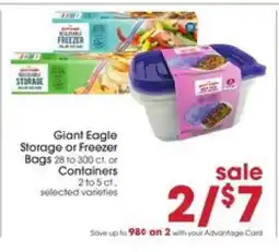Giant Eagle Giant Eagle Storage or Freezer Bags/Containers offer