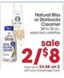Giant Eagle Natural Bliss or Starbucks creamer offer