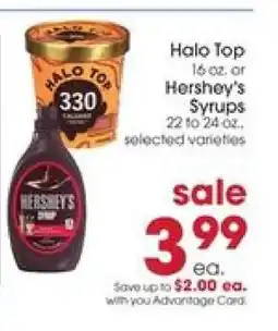 Giant Eagle Halo Top or Hershey's Syrups offer