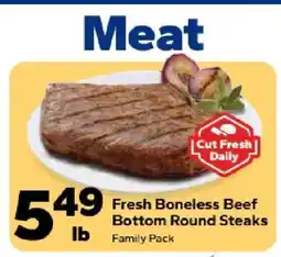 Save a Lot Fresh Boneless Beef Bottom Round Steaks offer
