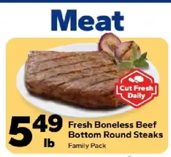 Save a Lot Fresh Boneless Beef Bottom Round Steaks offer