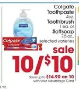 Giant Eagle Colgate Toothpaste, Toothbrush, Softsoap offer