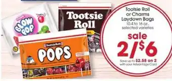 Giant Eagle Tootsie Roll or Charms Laydown Bags offer