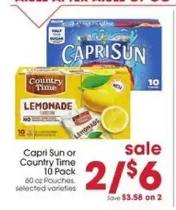 Giant Eagle Capri Sun or Country Time 10 Pack offer