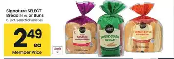 Albertsons Signature SELECT Bread 24 oz. or Buns 6-8 ct. - Selected varieties offer
