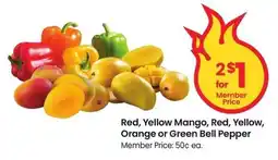 Albertsons Red, Yellow Mango, Red, Yellow, Orange or Green Bell Pepper - Member Price: 50¢ ea offer