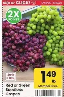 Albertsons Red or Green Seedless Grapes offer