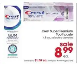 Giant Eagle Crest Super Premium Toothpaste offer