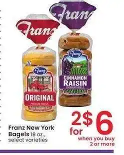Albertsons Franz New York Bagels - 18 oz., select varieties offer