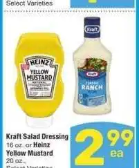 Albertsons Kraft Salad Dressing 16 oz. or Heinz Yellow Mustard 20 oz. - Select Varieties offer