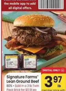Albertsons Signature Farms Lean Ground Beef - 80% • Sold in a 3 lb Twin Pack Brick for $11.91 ea offer