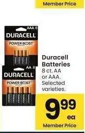 Albertsons Duracell Batteries - 8 ct. AA or AAA. Selected varieties offer