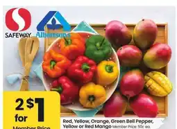 Albertsons Red, Yellow, Orange, Green Bell Pepper, Yellow or Red Mango - Member Price: 50¢ ea offer