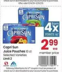 Albertsons Capri Sun Juice Pouches - 10 ct Selected Varieties offer