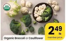 Albertsons Organic Broccoli or Cauliflower offer